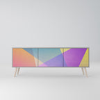 BRIGHT GEOMETRY 3-Door TV Stand in Grey Finish