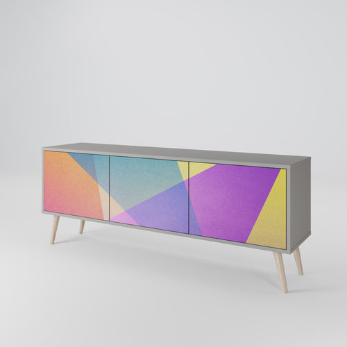 BRIGHT GEOMETRY Mueble de TV de 3 Puertas en Acabado Gris