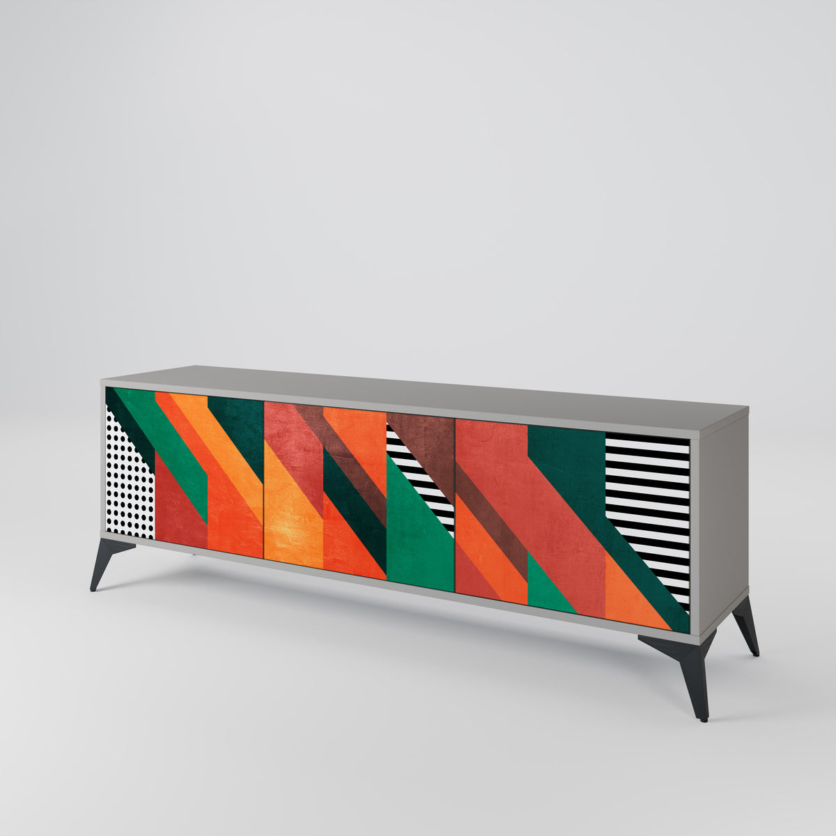 MAKESHIFT ARTISTRY Mueble de TV de 3 Puertas