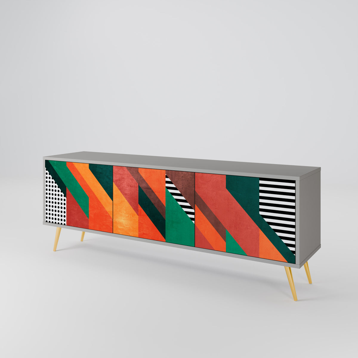 MAKESHIFT ARTISTRY Mueble de TV de 3 Puertas
