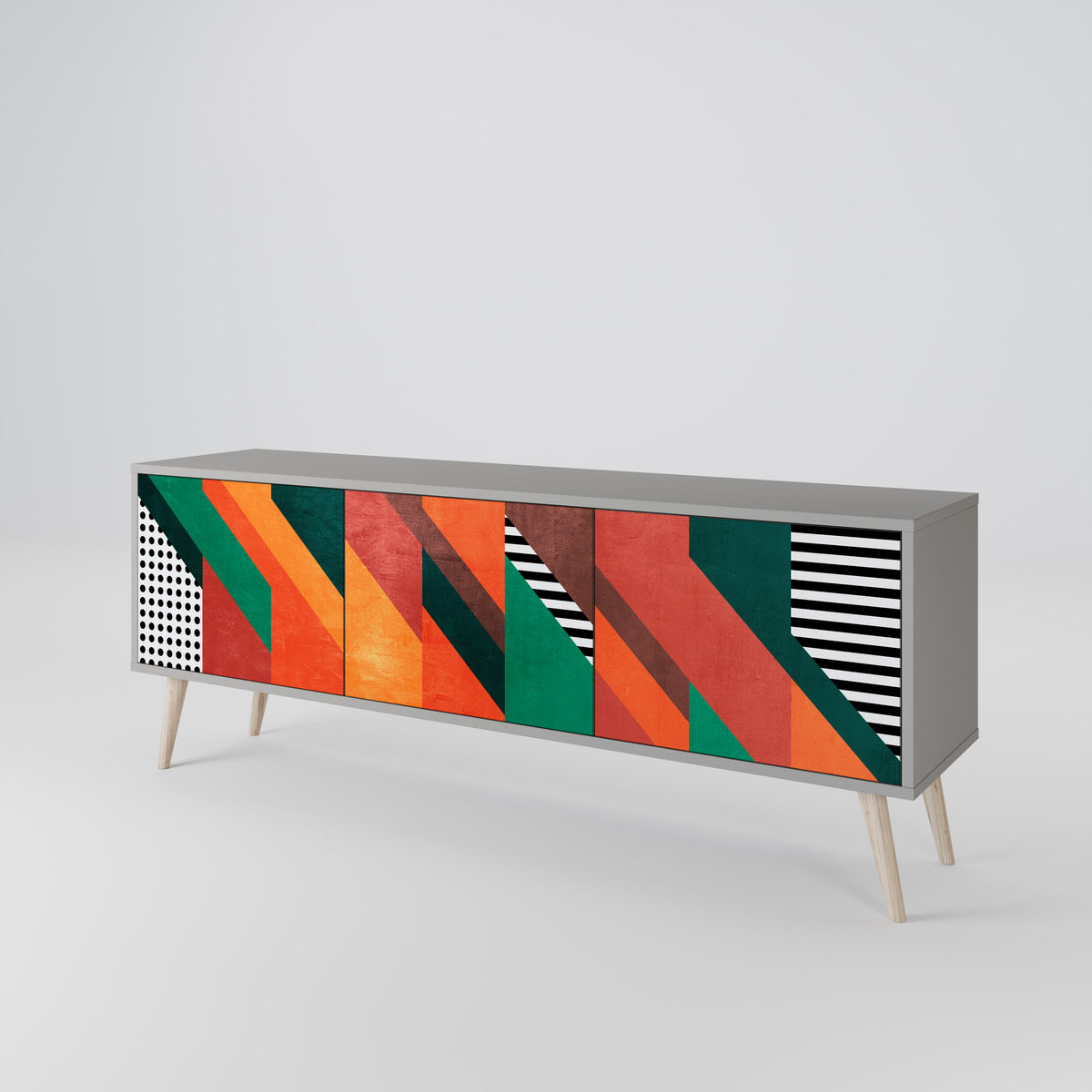 MAKESHIFT ARTISTRY Mueble de TV de 3 Puertas