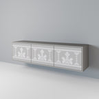 THAI GRAY Mueble de TV de 3 Puertas en Acabado Gris