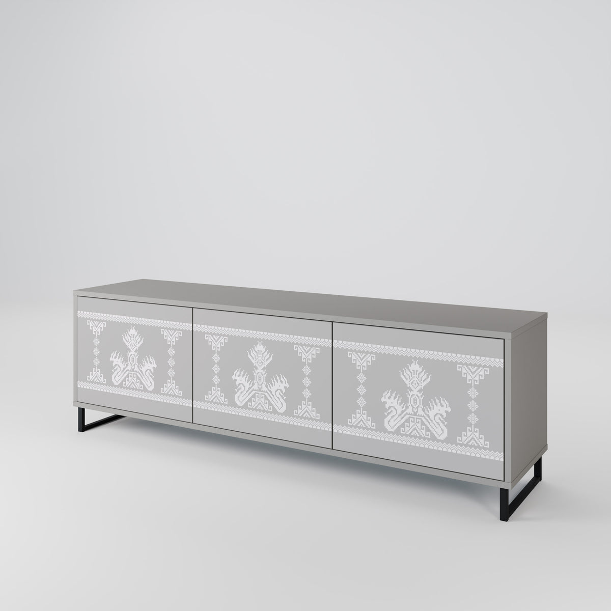 THAI GRAY Mueble de TV de 3 Puertas