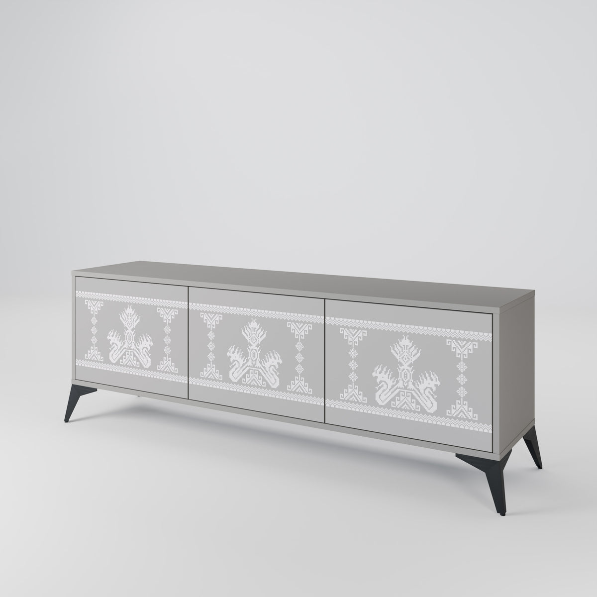 THAI GRAY Mueble de TV de 3 Puertas