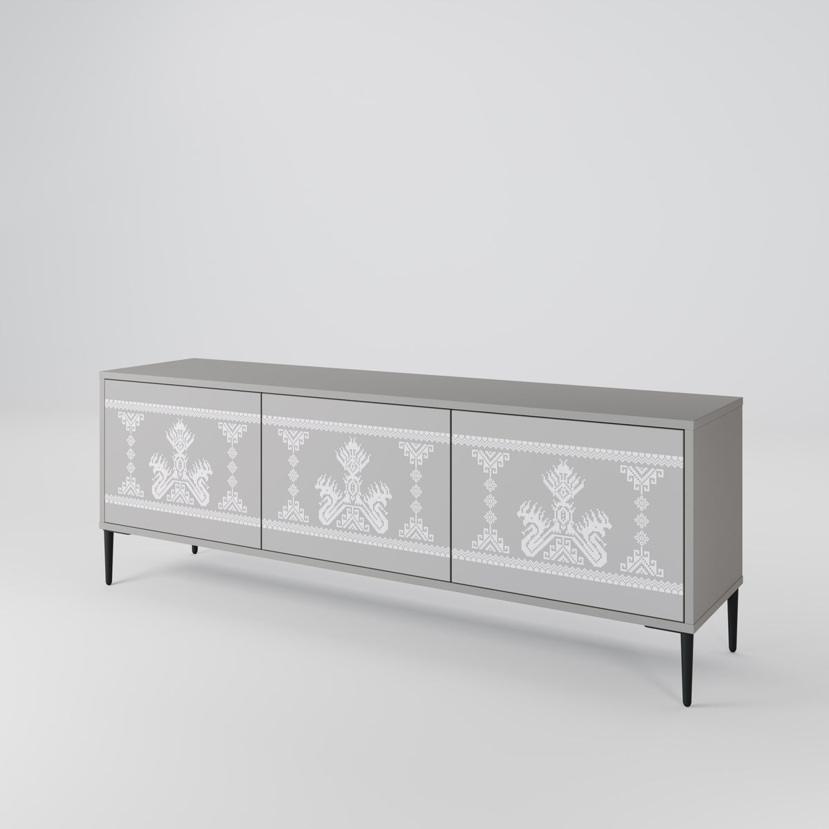 THAI GRAY Mueble de TV de 3 Puertas