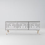 THAI GRAY Mueble de TV de 3 Puertas en Acabado Gris