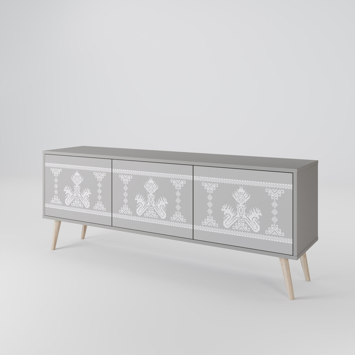 THAI GRAY Mueble de TV de 3 Puertas
