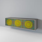 SUNSHINE EULOGY Mueble de TV de 3 Puertas en Acabado Gris