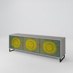 SUNSHINE EULOGY Mueble de TV de 3 Puertas en Acabado Gris