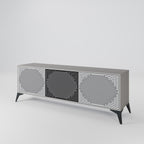 POLYGON ILLUSION 3-Door TV Stand in Grey Finish