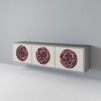 BROWN CIRCLES 3-Door TV Stand in Grey Finish