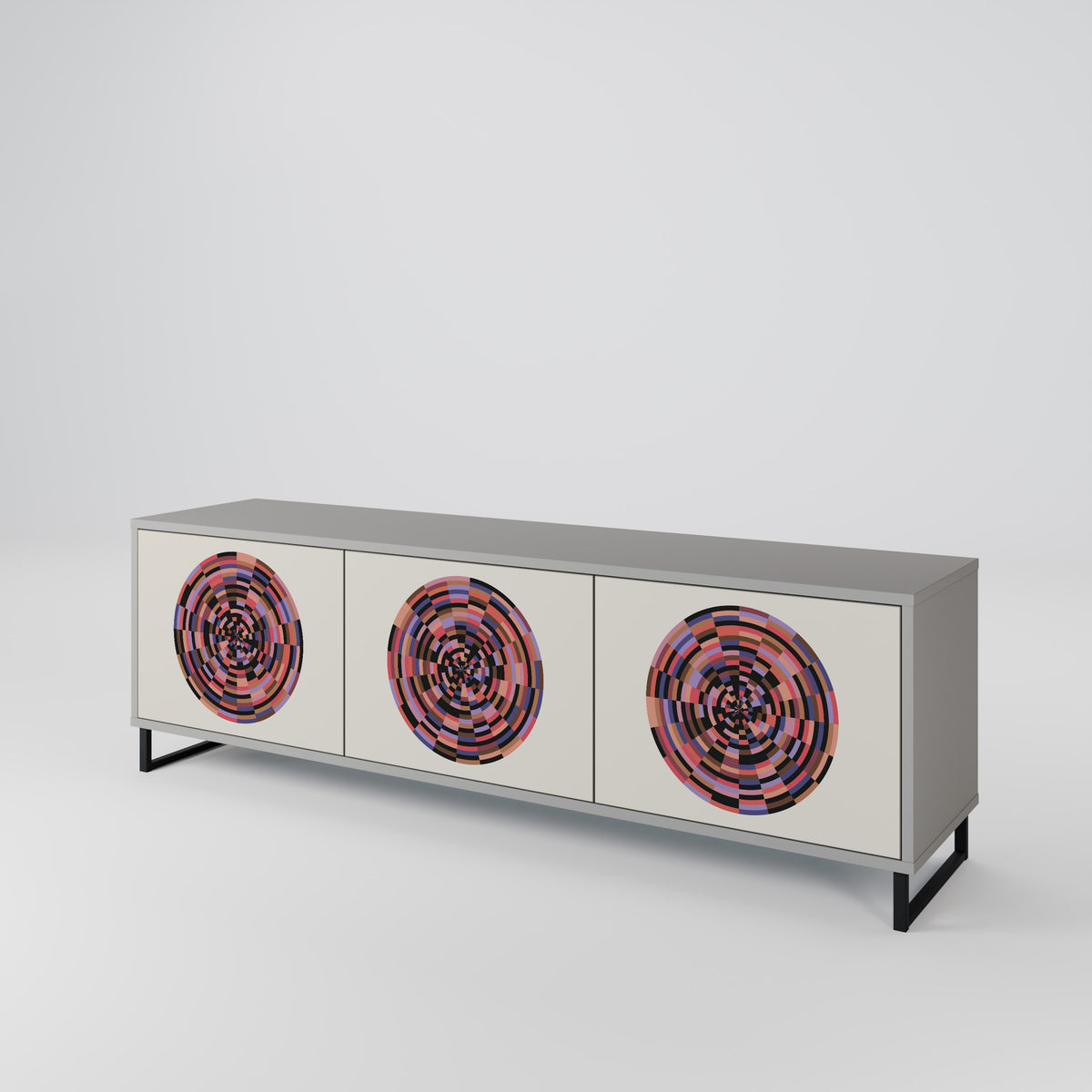 BROWN CIRCLES Mueble de TV de 3 Puertas