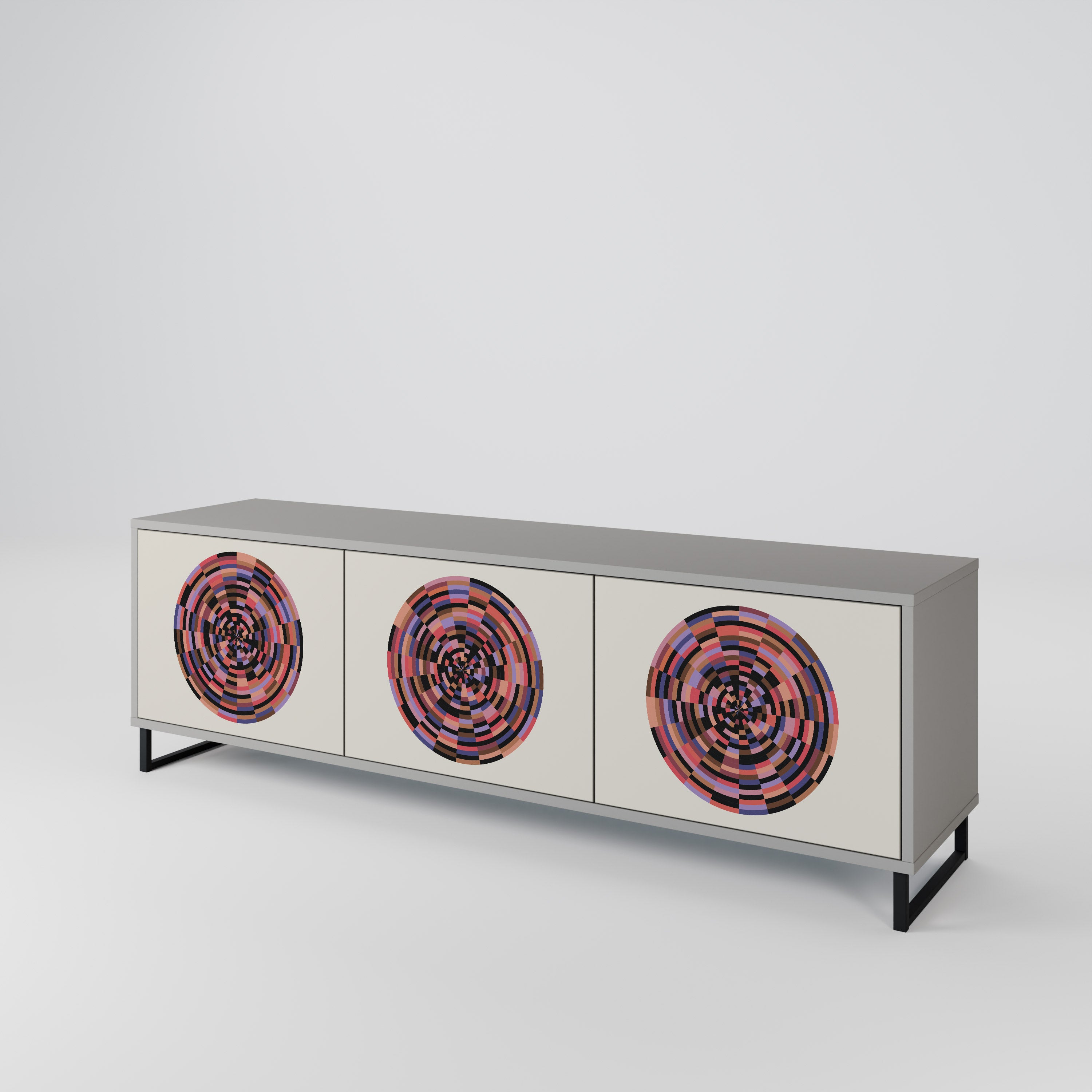BROWN CIRCLES 3-Door TV Cabinet