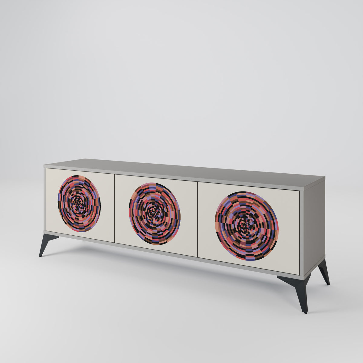 BROWN CIRCLES Mueble de TV de 3 Puertas