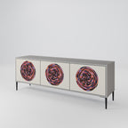 BROWN CIRCLES 3-Door TV Stand in Grey Finish