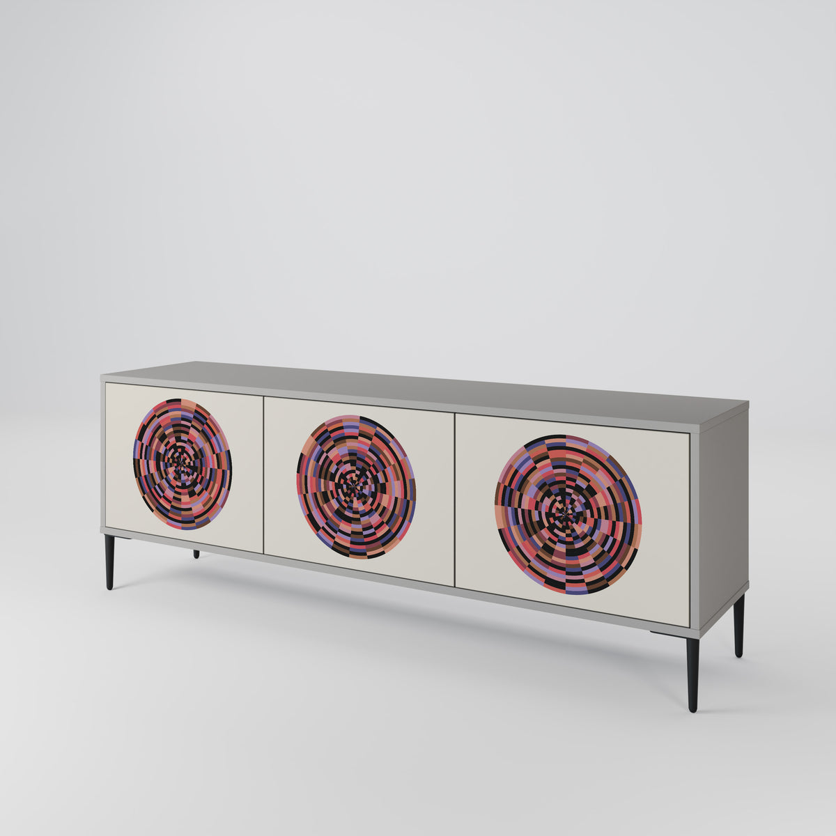 BROWN CIRCLES Mueble de TV de 3 Puertas
