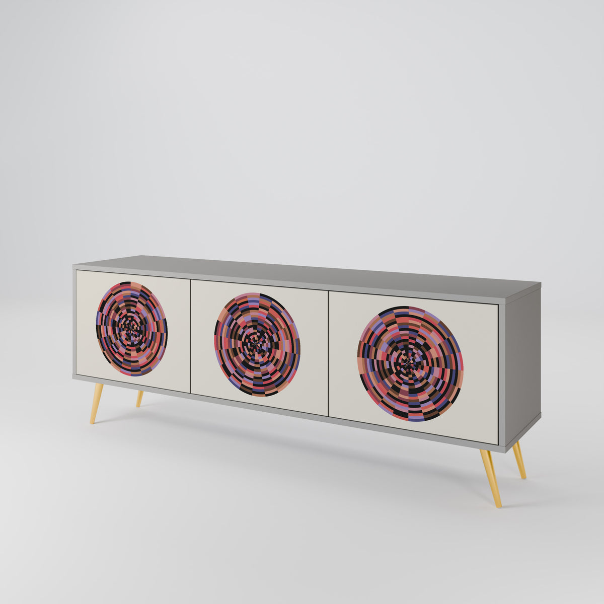 BROWN CIRCLES Mueble de TV de 3 Puertas