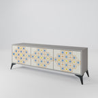 PATTERNED PRISM 3-Door TV Stand in Grey Finish