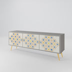 PATTERNED PRISM 3-Door TV Stand in Grey Finish