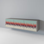 CHROMA CONTOURS 3-Door TV Stand in Grey Finish