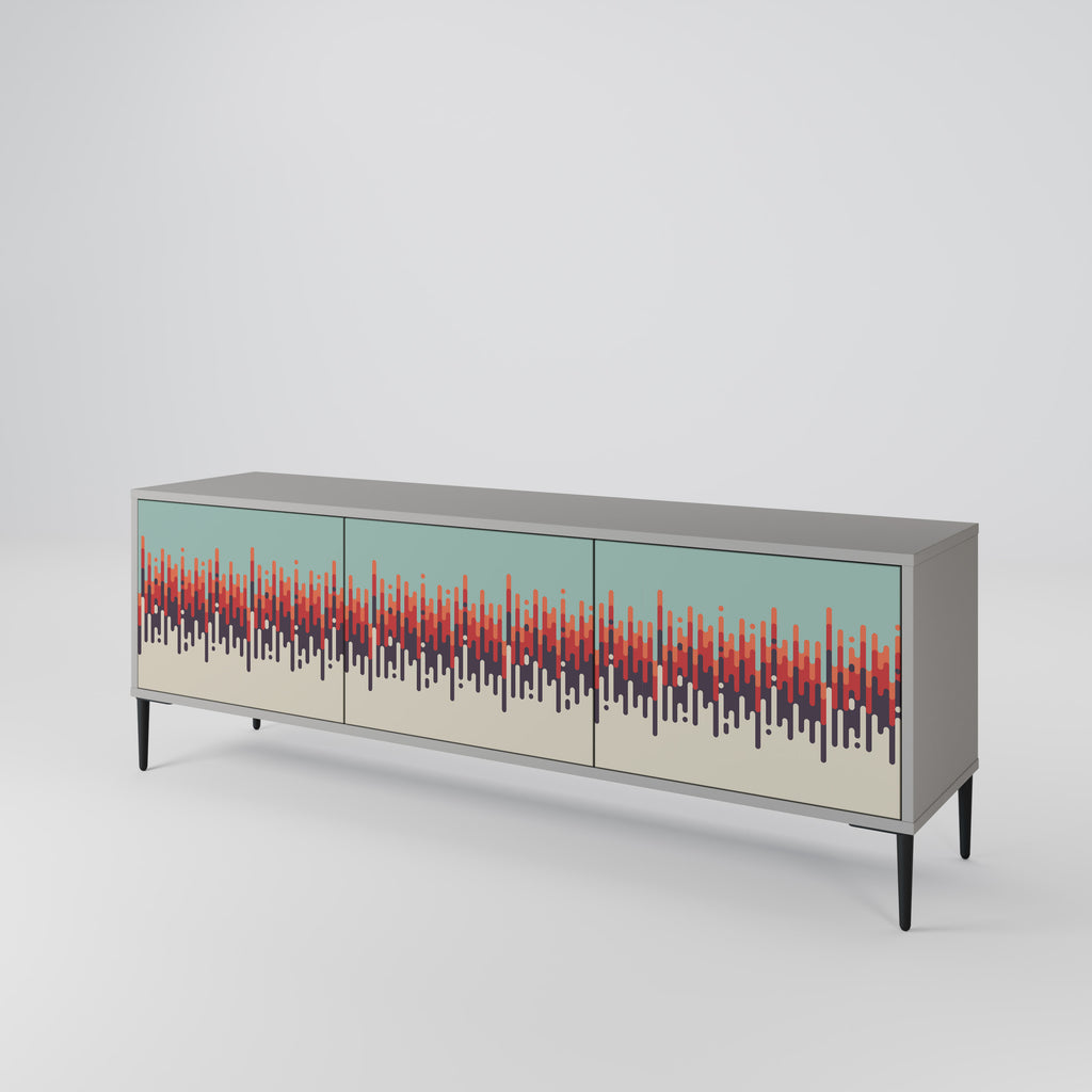 CHROMA CONTOURS 3-Door TV Stand in Grey Finish