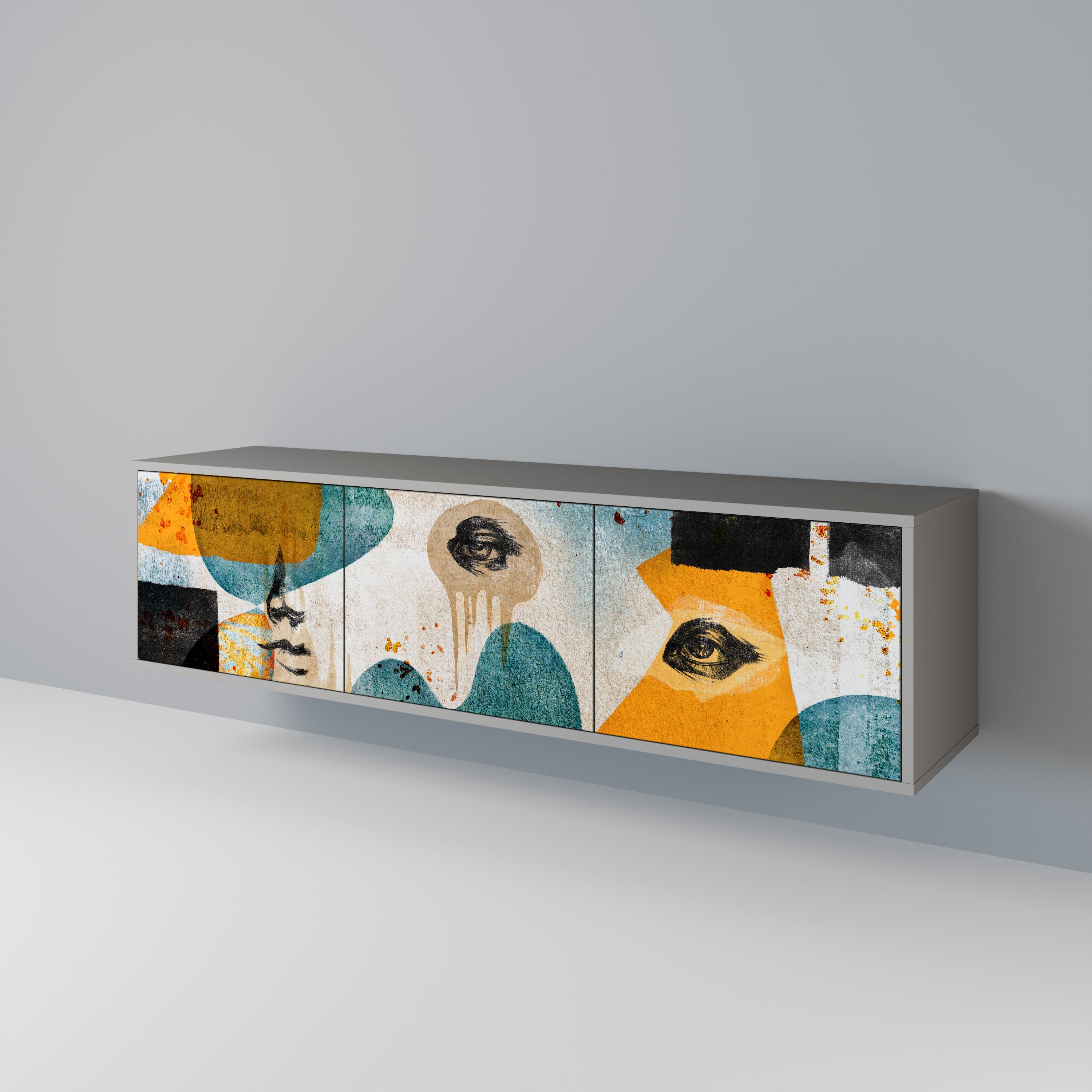 ABSTRACT FACES 3-Door TV Cabinet