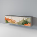 WATERCOLOUR PEAKS Mueble de TV de 3 Puertas en Acabado Gris
