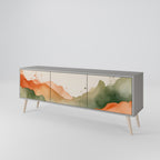 WATERCOLOUR PEAKS Mueble de TV de 3 Puertas en Acabado Gris