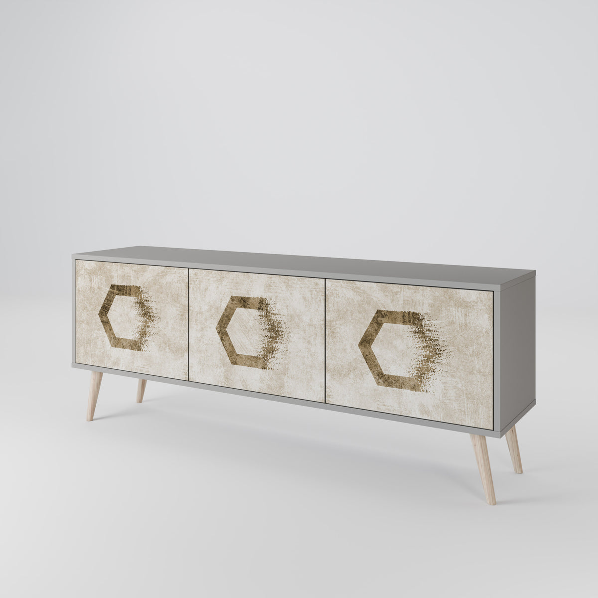 HEXAGONAL SHAPES Mueble de TV de 3 Puertas