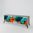 CIRCULAR RHAPSODY Mueble de TV de 3 Puertas en Acabado Gris