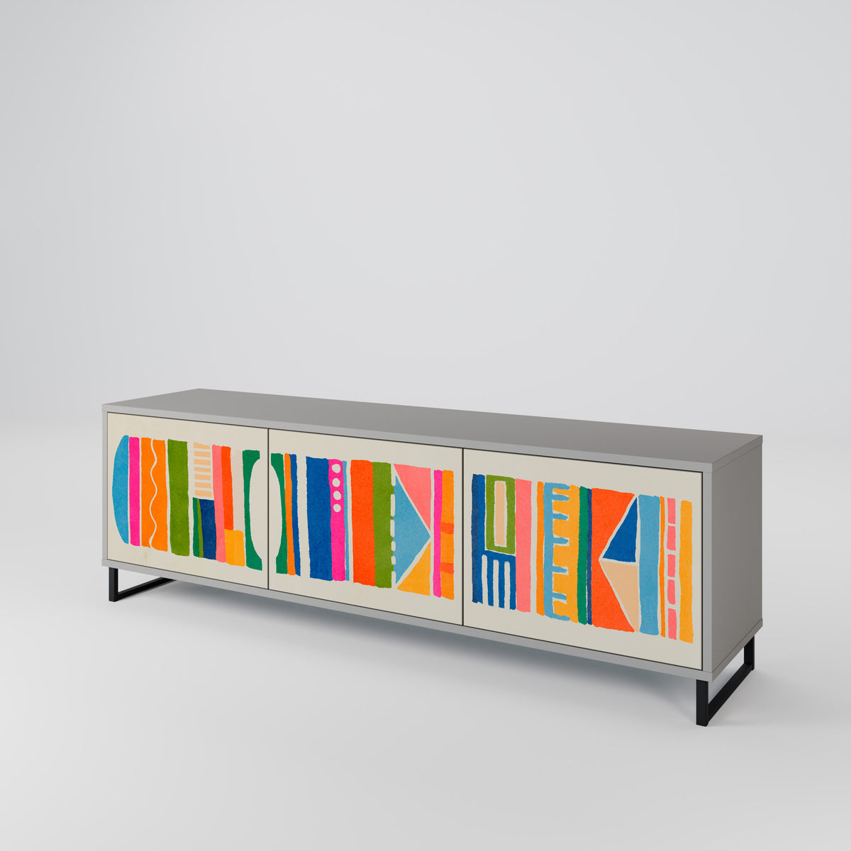 GEOMETRIC SHINE Mueble de TV de 3 Puertas