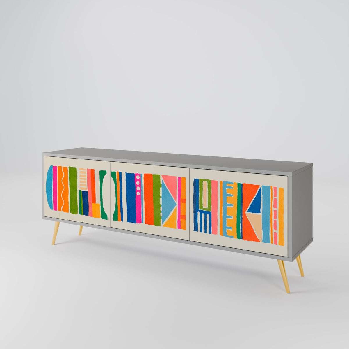 GEOMETRIC SHINE Mueble de TV de 3 Puertas