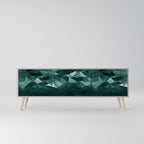 POLYGONAL FLOATING 3-Door TV Stand in Grey Finish