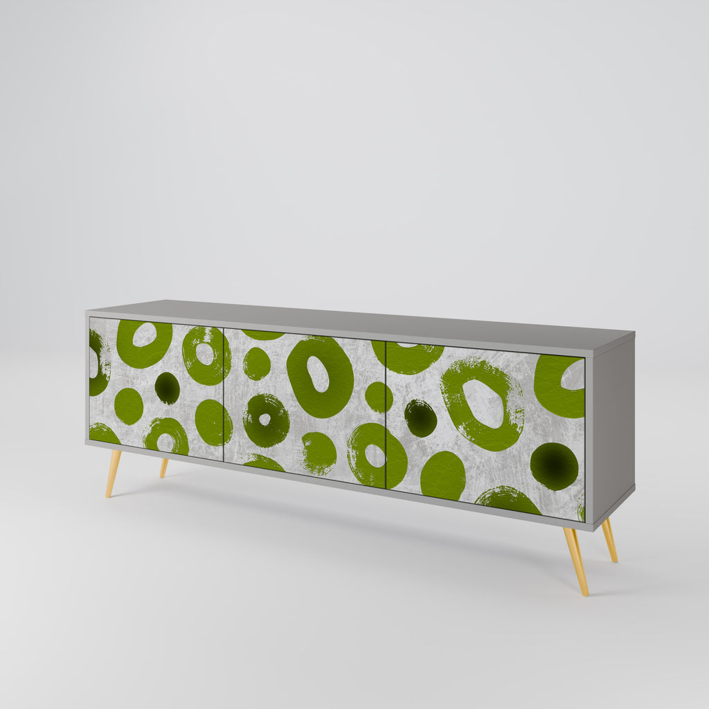 GREEN RHAPSODY 3-Door TV Stand in Grey Finish