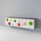 COLORFUL COSMOS Mueble de TV de 3 Puertas en Acabado Gris