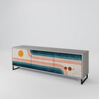 TWO HALVES Mueble de TV de 3 Puertas en Acabado Gris