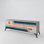 TWO HALVES Mueble de TV de 3 Puertas en Acabado Gris