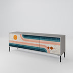 TWO HALVES Mueble de TV de 3 Puertas en Acabado Gris