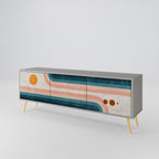 TWO HALVES Mueble de TV de 3 Puertas en Acabado Gris