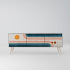 TWO HALVES Mueble de TV de 3 Puertas en Acabado Gris