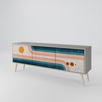 TWO HALVES Mueble de TV de 3 Puertas en Acabado Gris