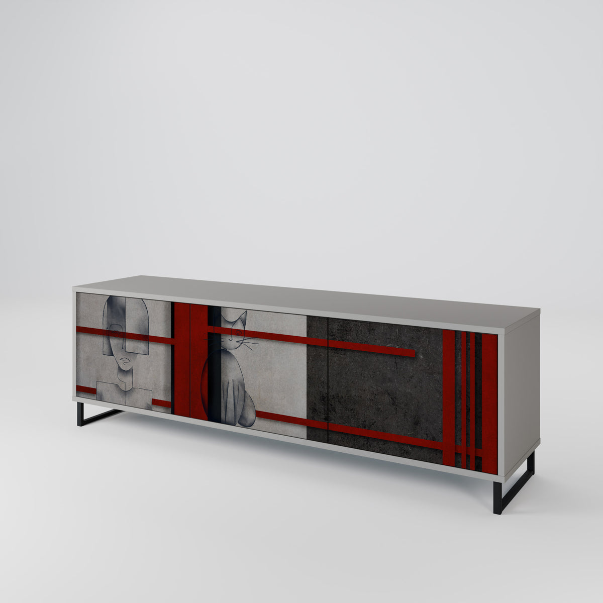 GRAY FIGURES Mueble de TV de 3 Puertas