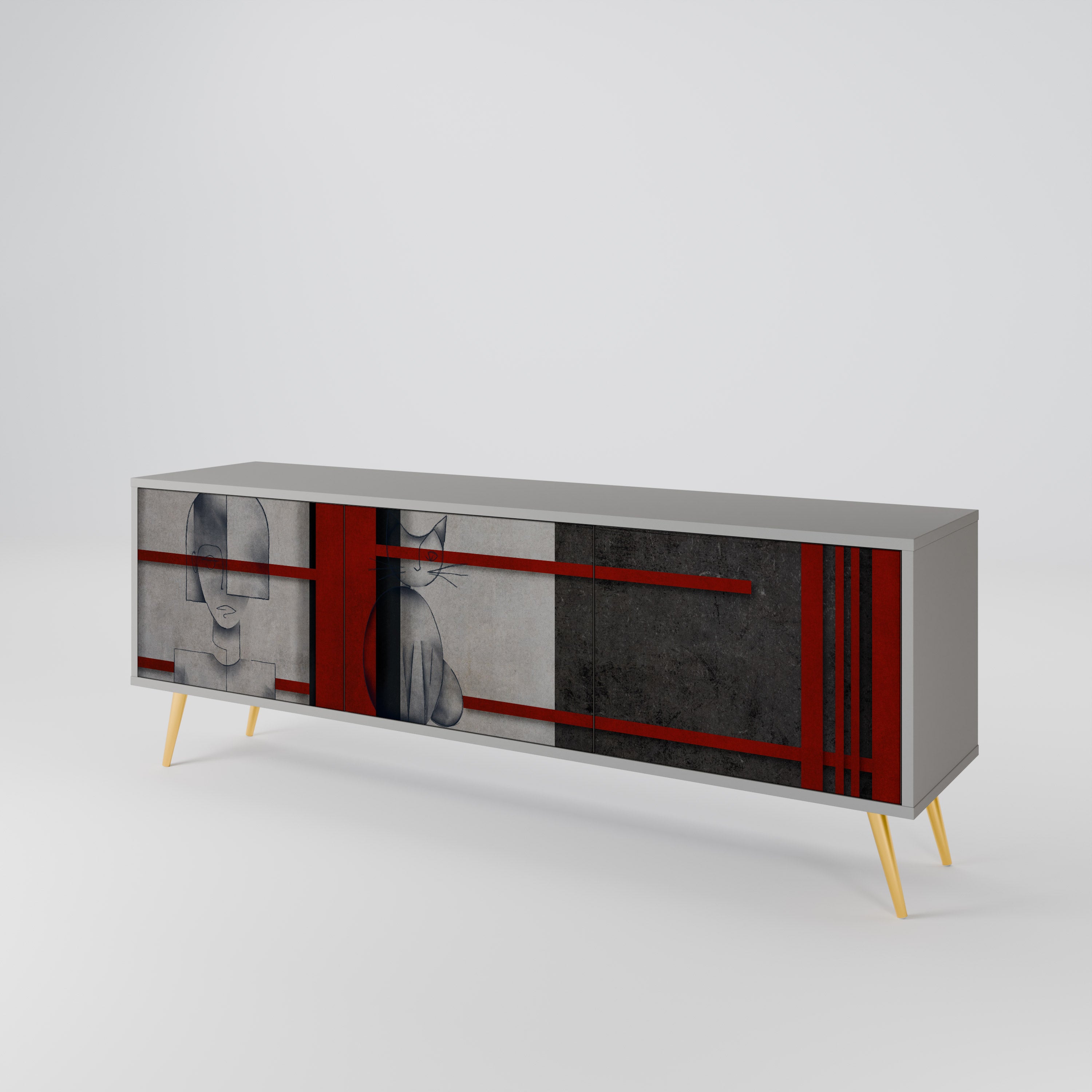 GRAY FIGURES Mueble de TV de 3 Puertas
