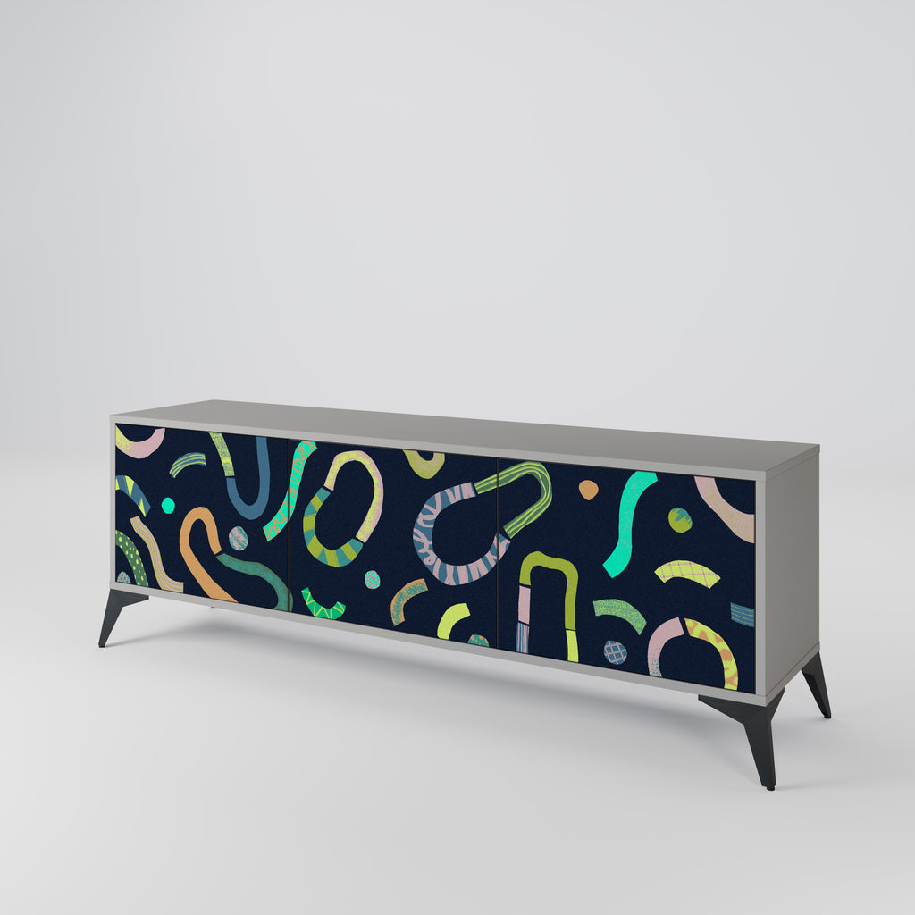 CONTRAST DANCE 3-Door TV Stand in Grey Finish