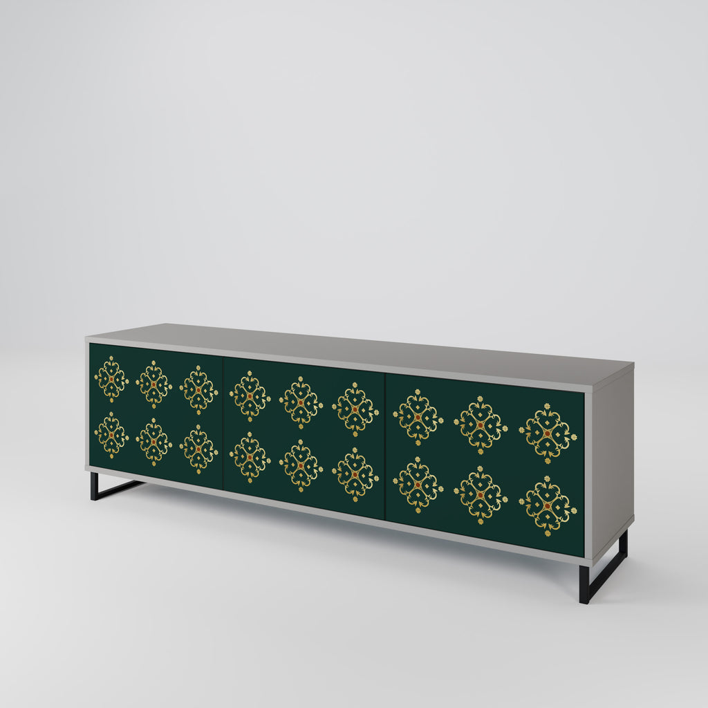 ROYAL MEDALLION 3-Door TV Stand in Grey Finish