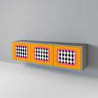 TEARS IN HEAVEN Mueble de TV de 3 Puertas en Acabado Gris