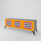 TEARS IN HEAVEN Mueble de TV de 3 Puertas en Acabado Gris