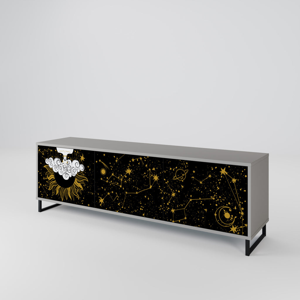 STELLAR CONSTELLATIONS 3-Door TV Stand in Grey Finish