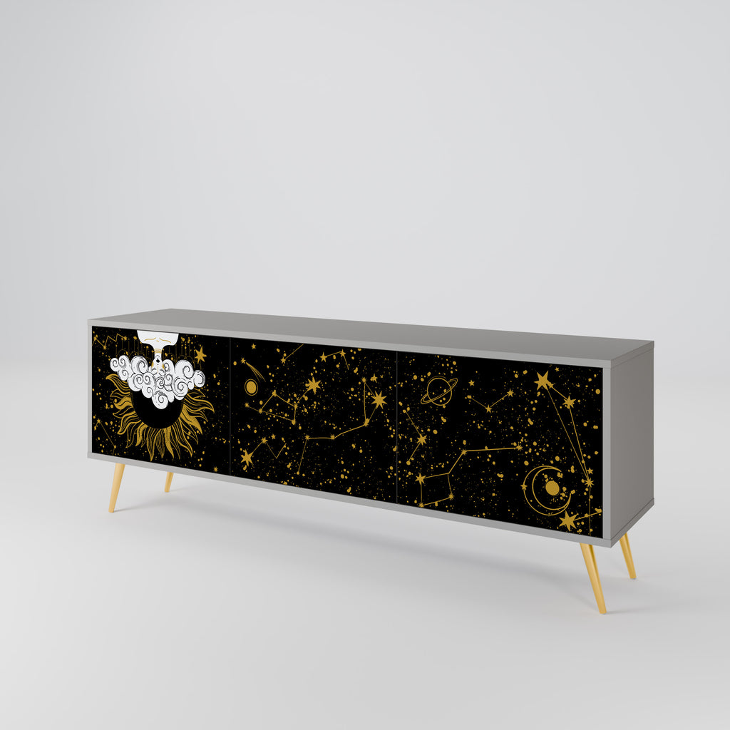 STELLAR CONSTELLATIONS 3-Door TV Stand in Grey Finish
