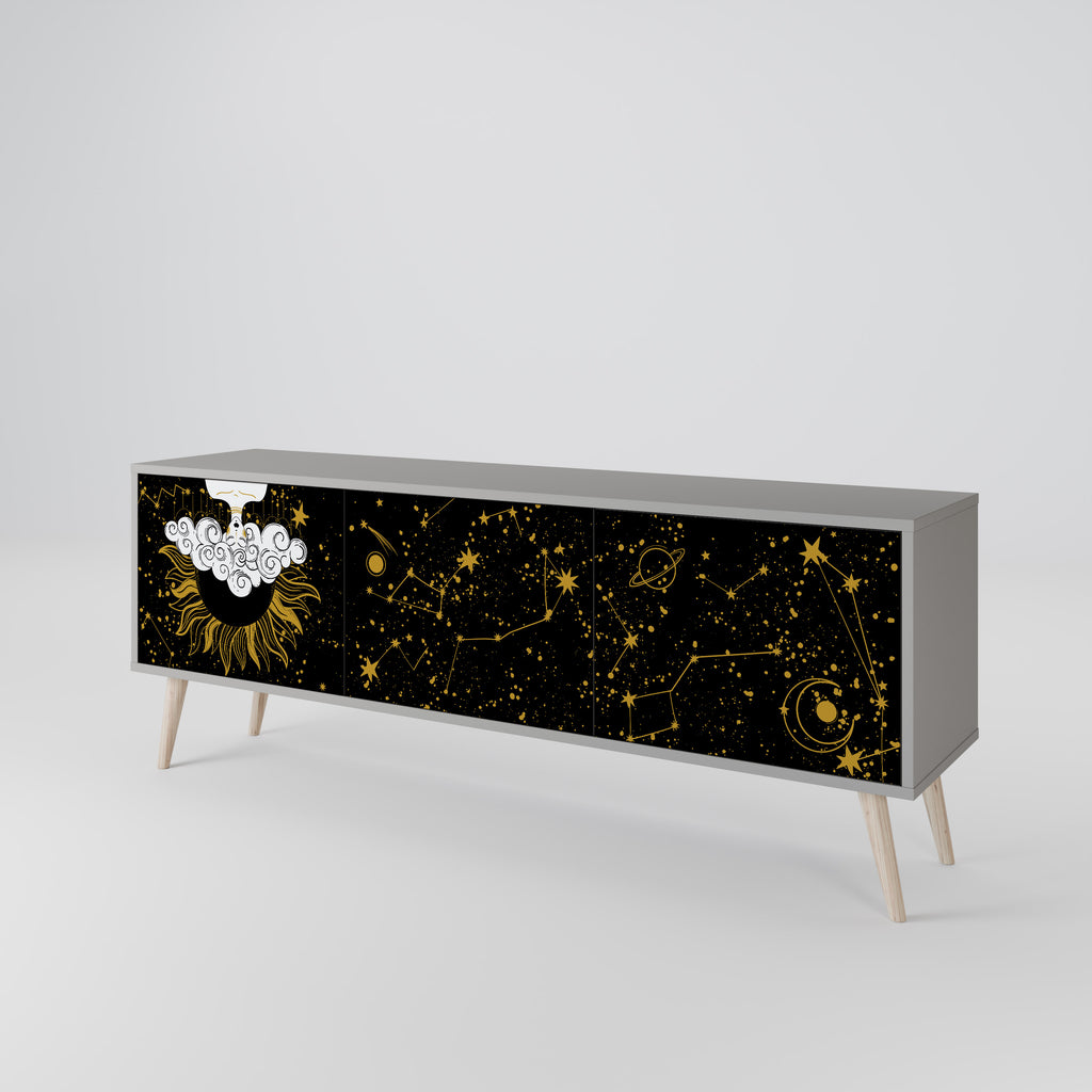 STELLAR CONSTELLATIONS 3-Door TV Stand in Grey Finish